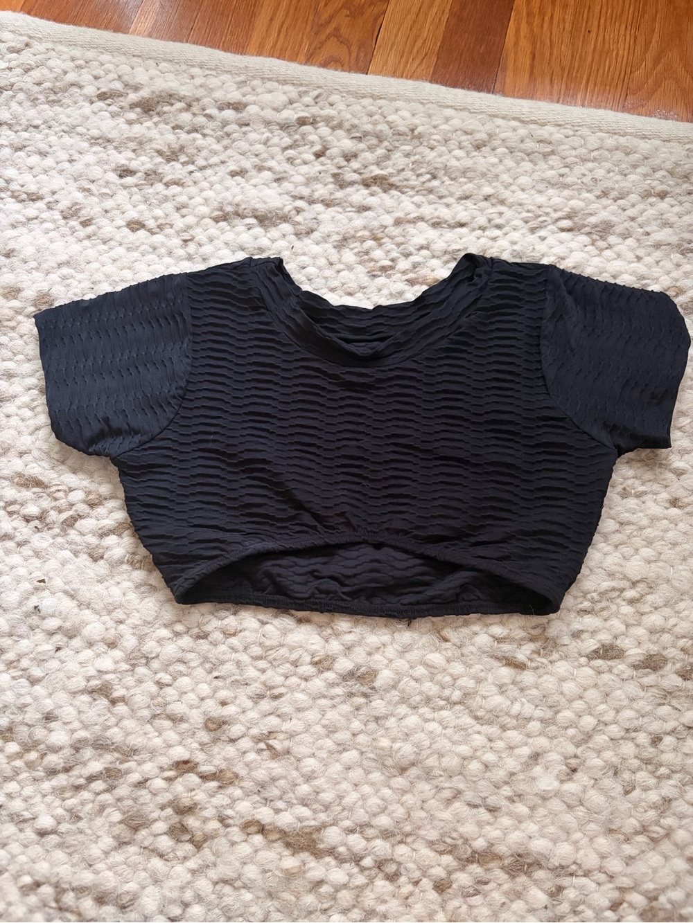 Booty by Brabants Black Textured Wave Crop Tee